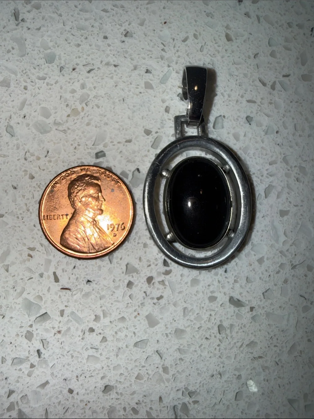 Pewter Oval Pendant - Elegant Women's Jewelry